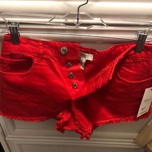 Red Jean Shorts